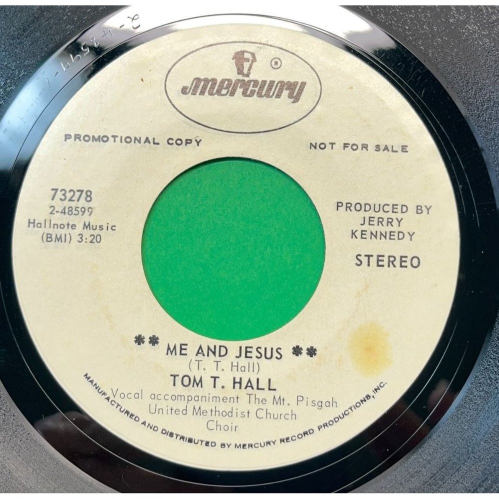Tom T Hall Me and Jesus / Coot Marseilles Blues 45 Country Promo Mercury 73278